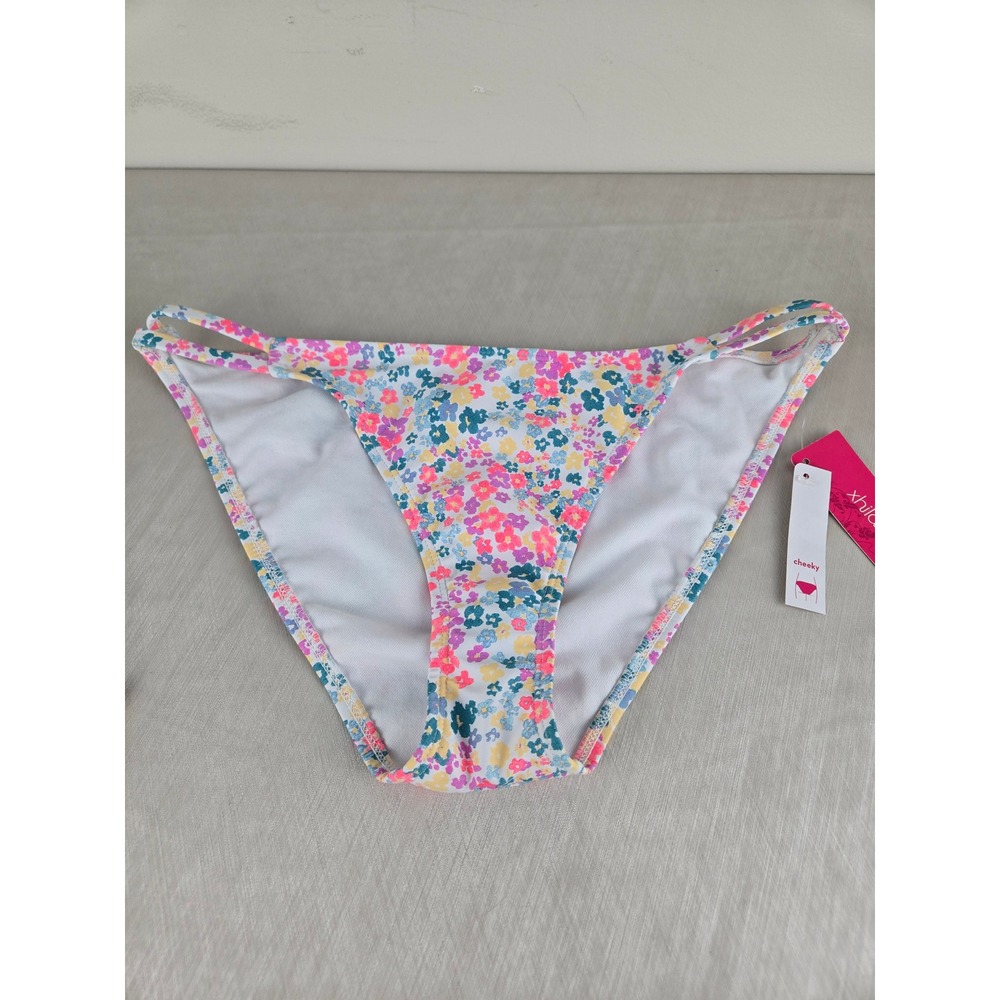 Xhilaration Womens Floral Cheeky Bikini Bottoms‎ Multicolor Double Strap Size M